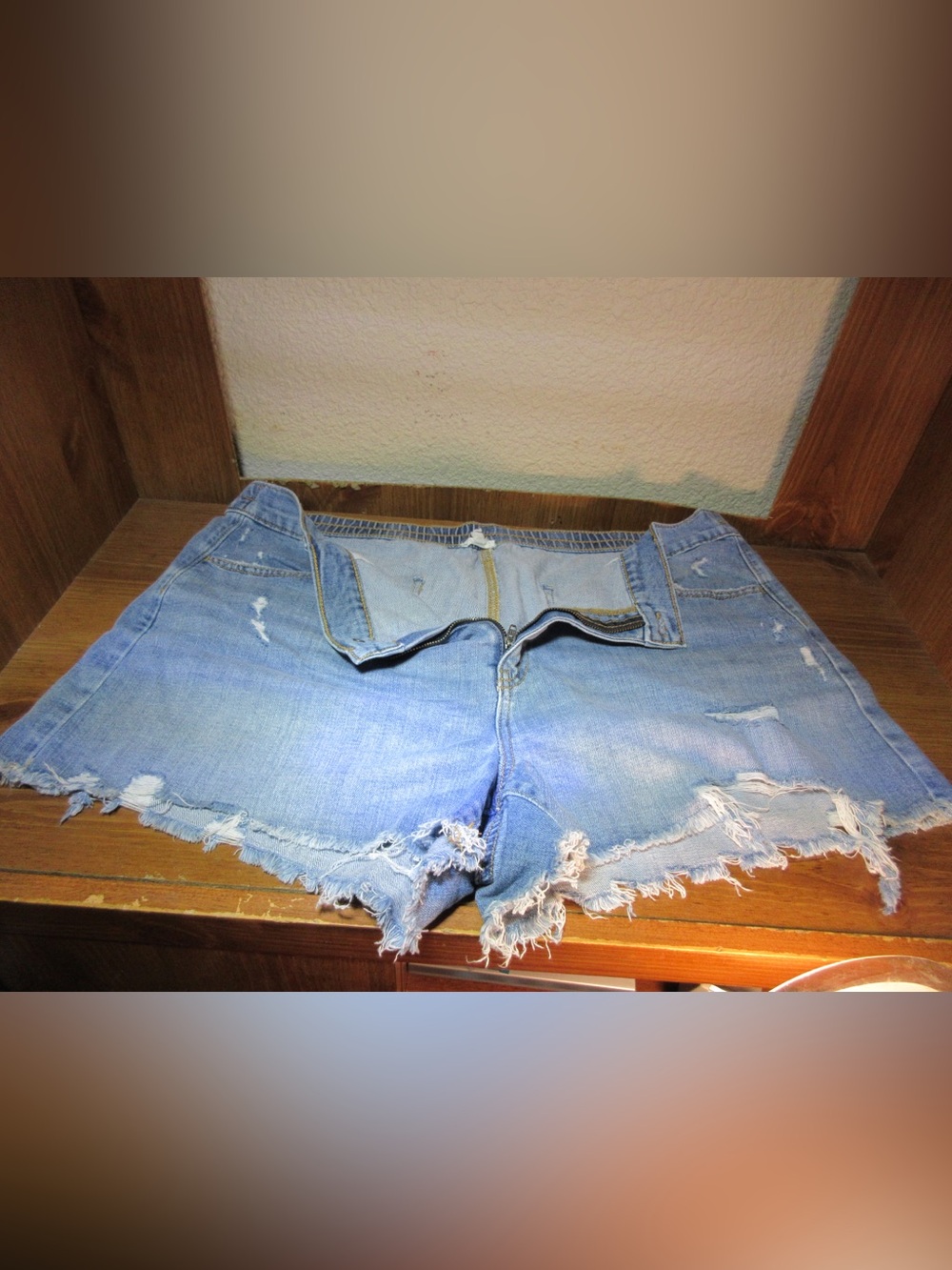 aerie Light Blue Distressed Denim Cutoff Shorts